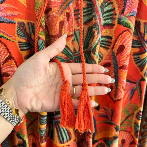 Farm Rio Birdie Wide-Leg Pants ANTHROPOLOGIE Banana Moon M Botanicals Birds NWT - Picture 3 of 7